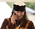 Mountain man on his authentic cellphone