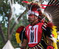 Wind River Indian dancer preparing for the warrior dance