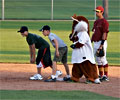 Kids racing the Fort Collins Foxes mascot