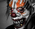 evil clown greets us at Morbid Nights Haunted House
