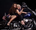 Amanda and Brittany on a Harley