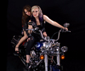 Amanda and Brittany on a Harley