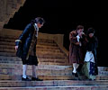 Antonio Salieri greets Amadeus Mozart and his wife Constanze Weber